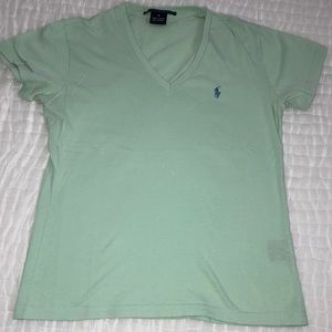 Ralph Lauren Mint Green Polo V Neck Tee shirt XS